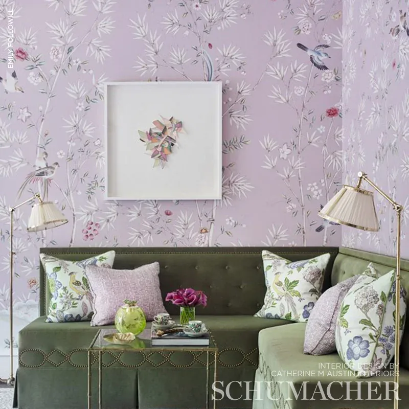 HUNTINGTON GARDENS Fabric – LAVENDER | Schumacher | Wallpape HUNTINGTON GARDENS fabric LAVENDER color by Schumacher
