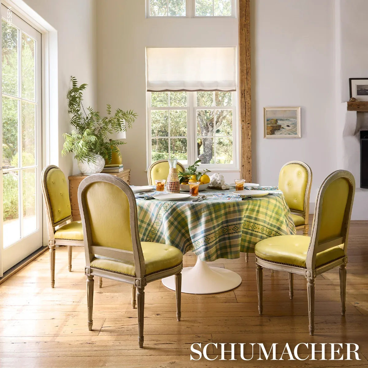 HUTTON HAND WOVEN CHECK Fabric – LEAF | Schumacher | Wallpap HUTTON HAND WOVEN CHECK fabric LEAF color by Schumacher