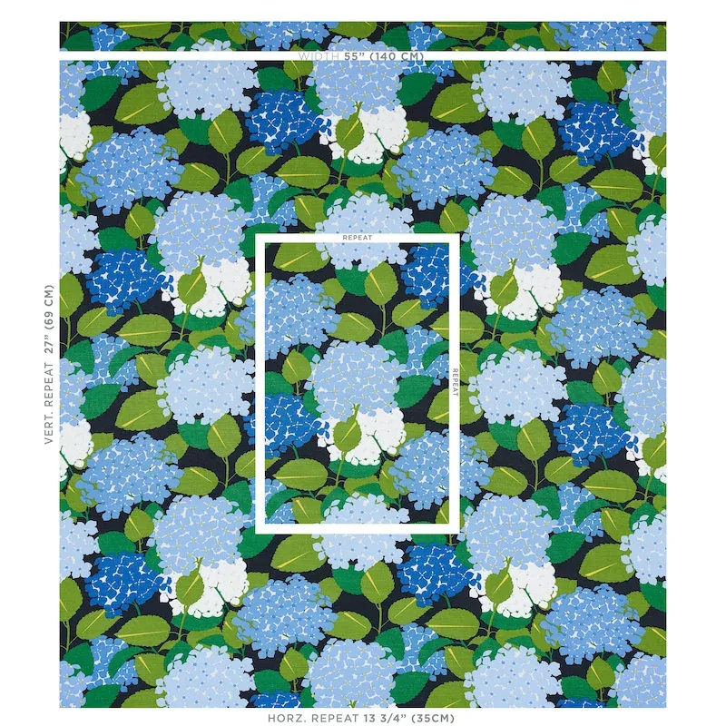HYDRANGEA Fabric – DOCUMENT | Schumacher | Wallpaper Twins HYDRANGEA fabric DOCUMENT color by Schumacher