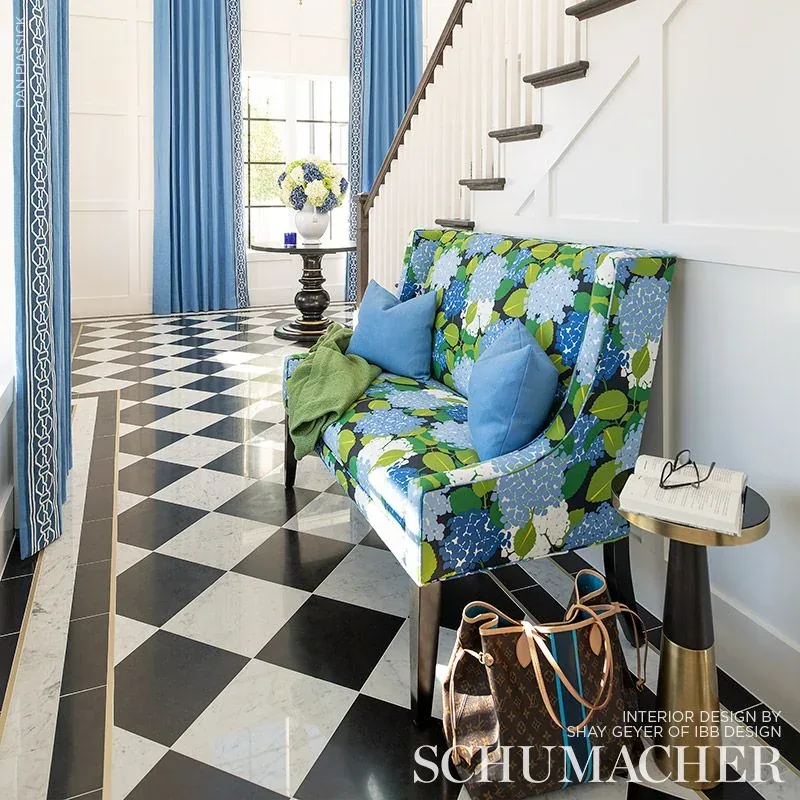 HYDRANGEA Fabric – DOCUMENT | Schumacher | Wallpaper Twins HYDRANGEA fabric DOCUMENT color by Schumacher
