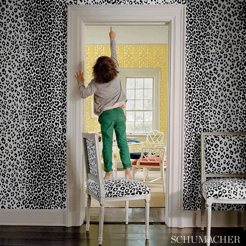 ICONIC LEOPARD fabric GRAPHITE color by Schumacher
