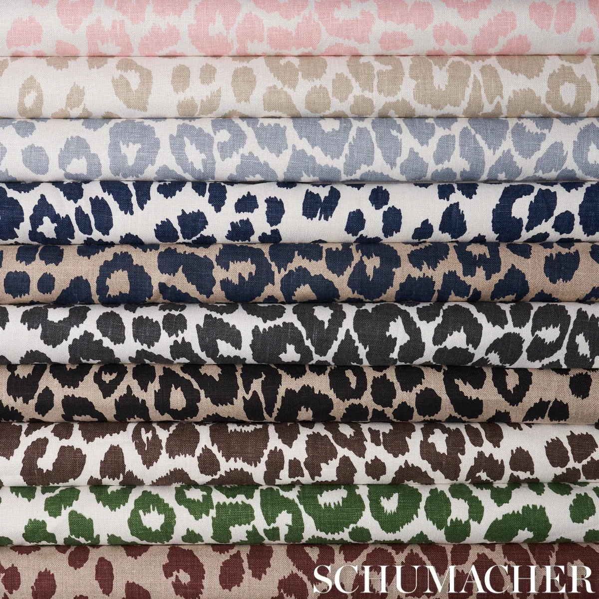 ICONIC LEOPARD fabric INK color by Schumacher