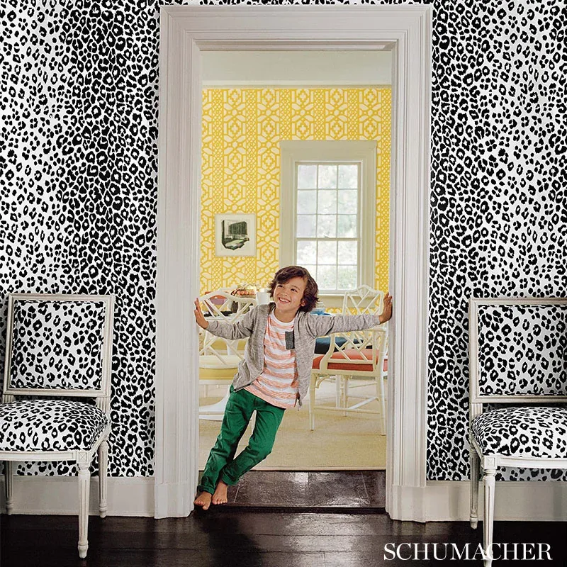 ICONIC LEOPARD fabric INK color by Schumacher