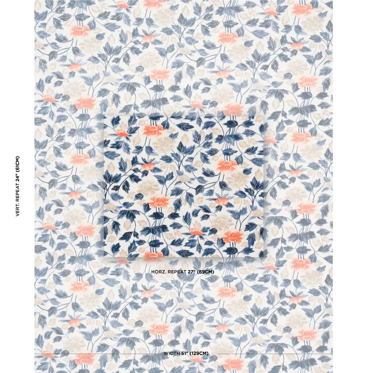 IMARI Fabric – BLUE INK | Schumacher | Wallpaper Twins IMARI fabric BLUE INK color by Schumacher