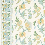 INDALI BORDERED LINEN fabric CITRON AND MINERAL color by Schumacher