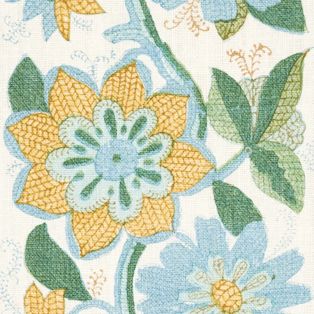 INDALI BORDERED LINEN fabric CITRON AND MINERAL color by Schumacher