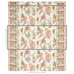 INDALI BORDERED LINEN Fabric – PINK AND LEAF | Schumacher | INDALI BORDERED LINEN fabric PINK AND LEAF color by Schumacher