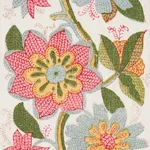 INDALI BORDERED LINEN Fabric – PINK AND LEAF | Schumacher | INDALI BORDERED LINEN fabric PINK AND LEAF color by Schumacher