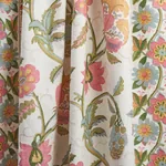 INDALI BORDERED LINEN Fabric – PINK AND LEAF | Schumacher | INDALI BORDERED LINEN fabric PINK AND LEAF color by Schumacher