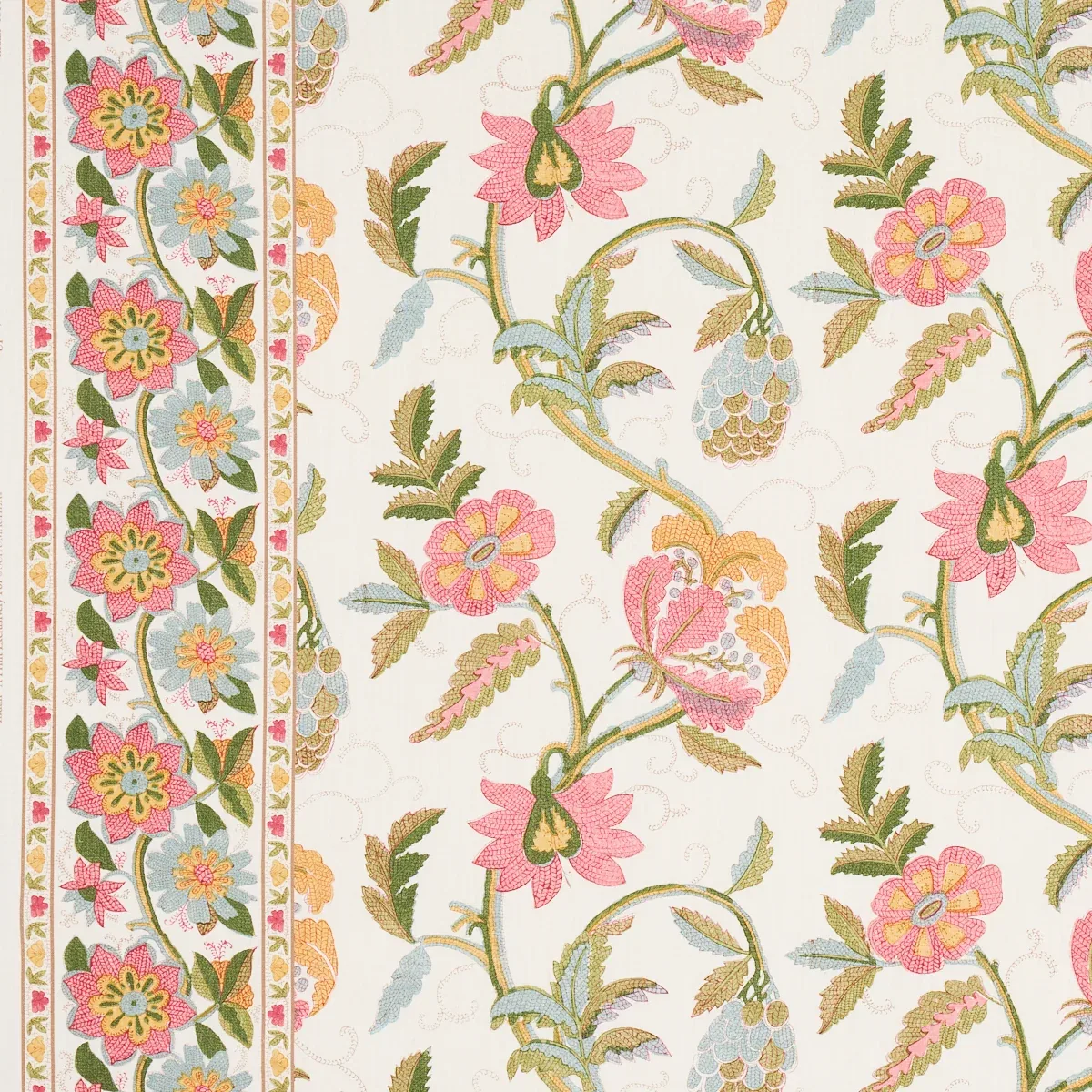 180111 | INDALI BORDERED LINEN – PINK AND LEAF
