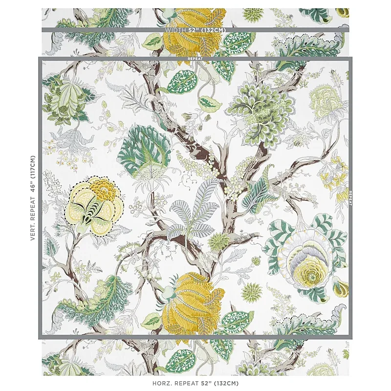 INDIAN ARBRE Fabric – CITRON | Schumacher | Wallpaper Twins INDIAN ARBRE fabric CITRON color by Schumacher