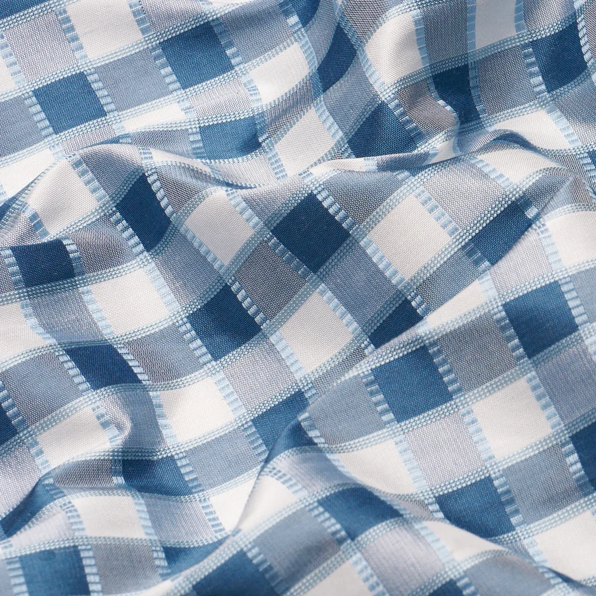 INGRID SILK CHECK Fabric – BLUE | Schumacher | Wallpaper Twi INGRID SILK CHECK fabric BLUE color by Schumacher