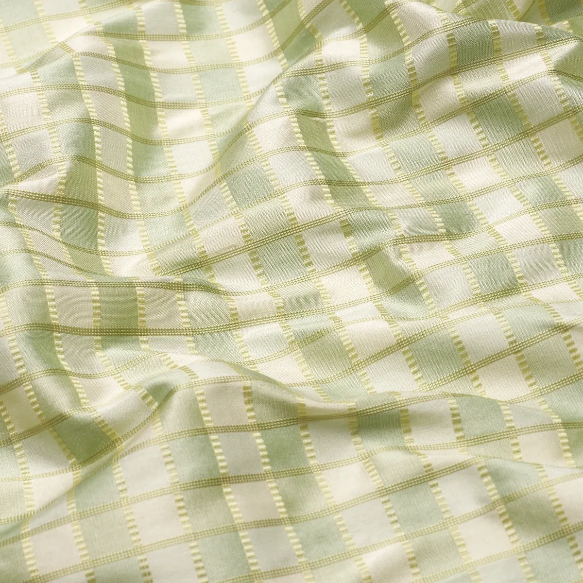 INGRID SILK CHECK fabric SEASPRAY color by Schumacher