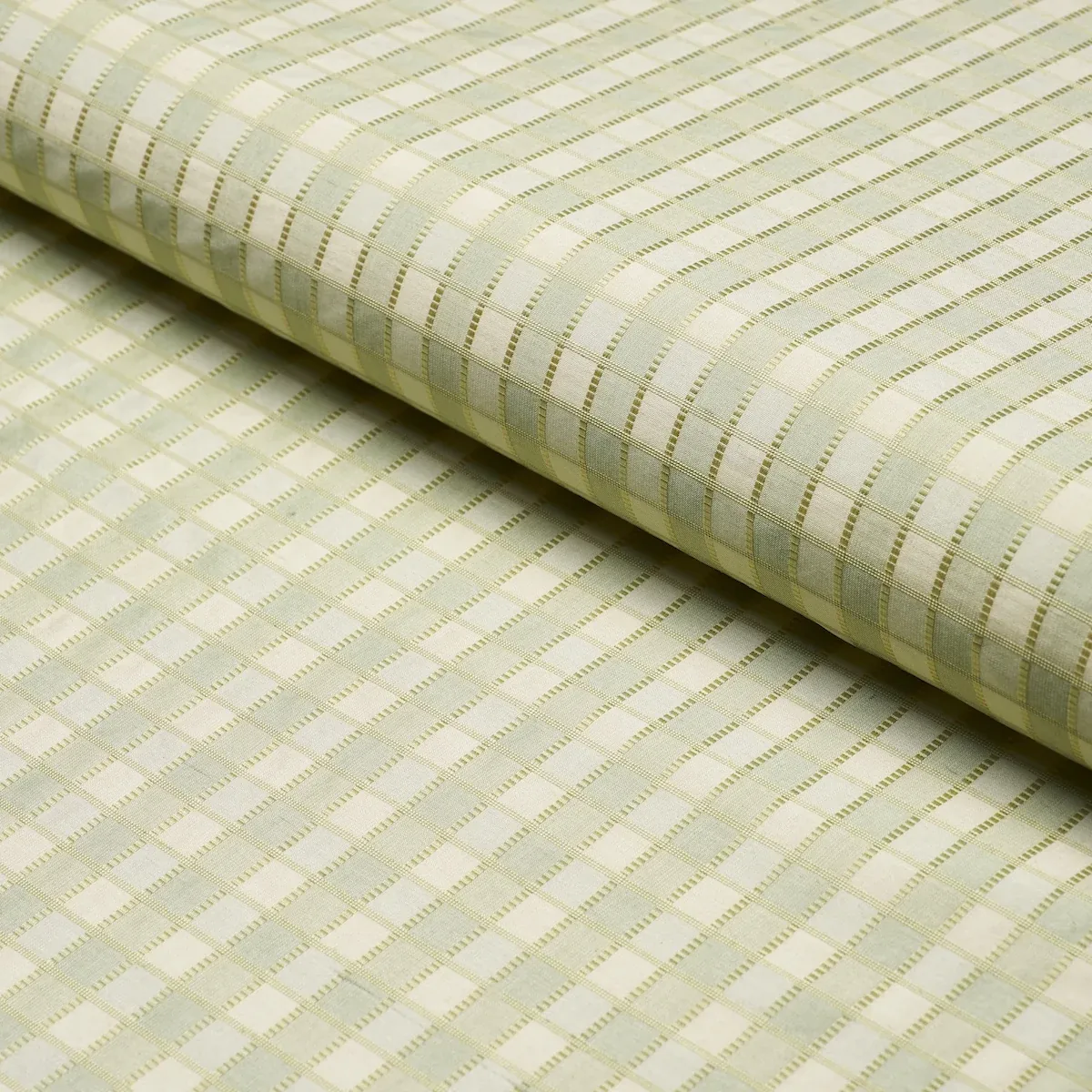 INGRID SILK CHECK fabric SEASPRAY color by Schumacher