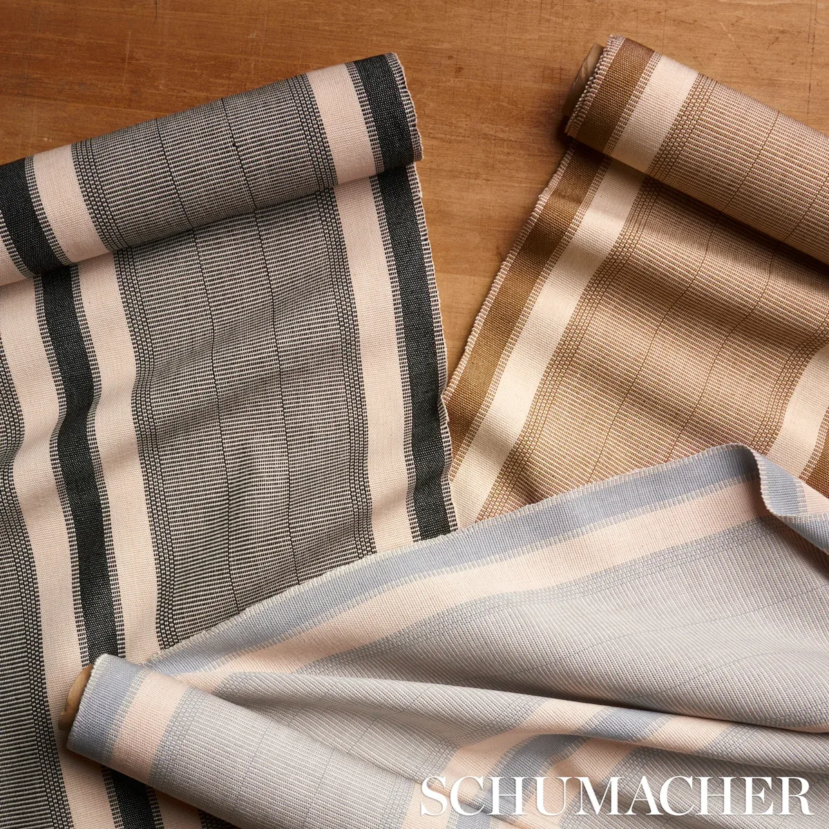 IPALA HAND WOVEN STRIPE fabric PITCH color by Schumacher