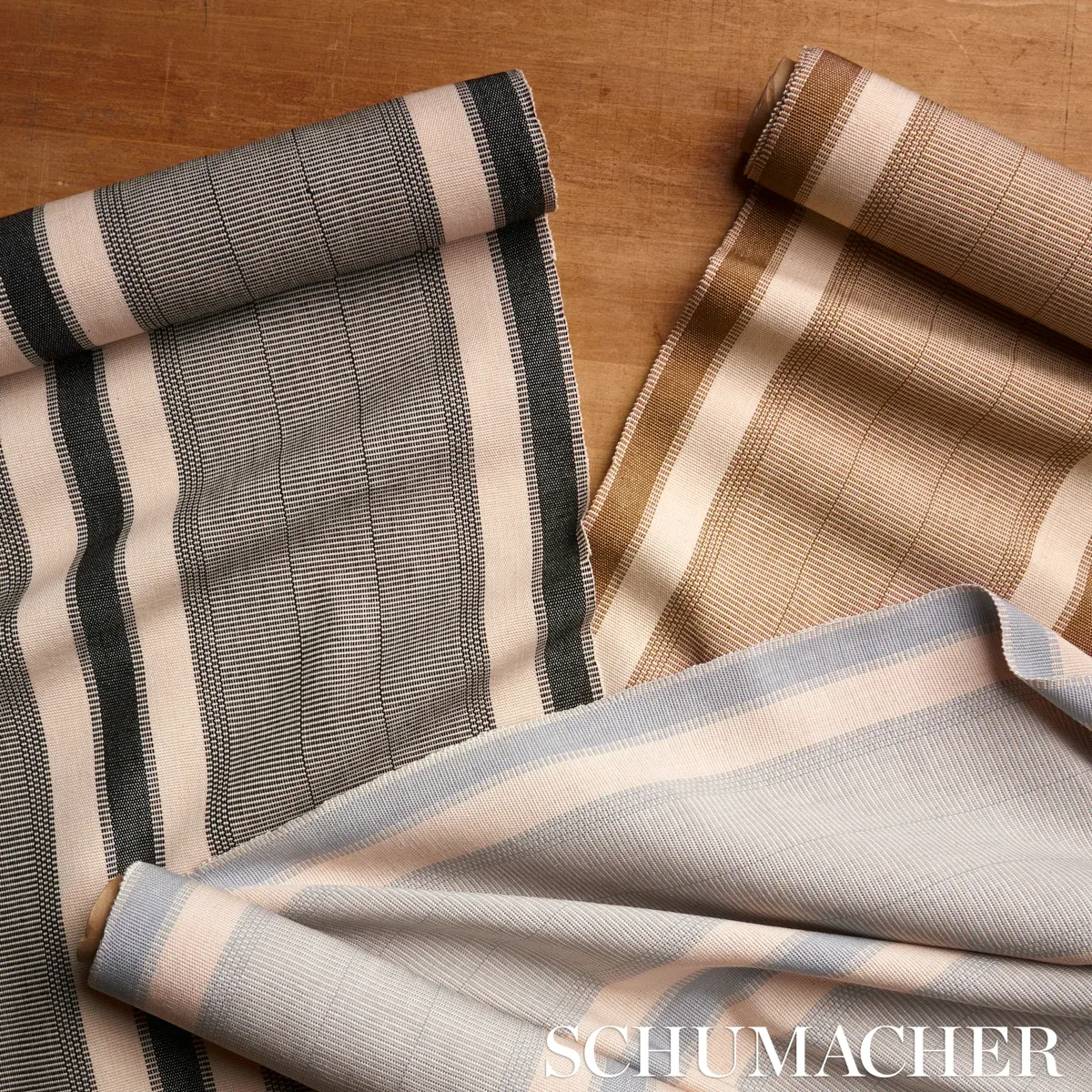 IPALA HAND WOVEN STRIPE Fabric – SKY | Schumacher | Wallpape IPALA HAND WOVEN STRIPE fabric SKY color by Schumacher