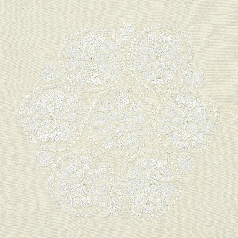 ISLA HAND EMBROIDERY Fabric – IVORY | Schumacher | Wallpaper ISLA HAND EMBROIDERY fabric IVORY color by Schumacher