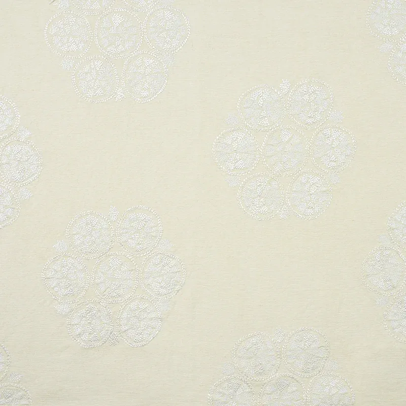 ISLA HAND EMBROIDERY fabric IVORY color by Schumacher