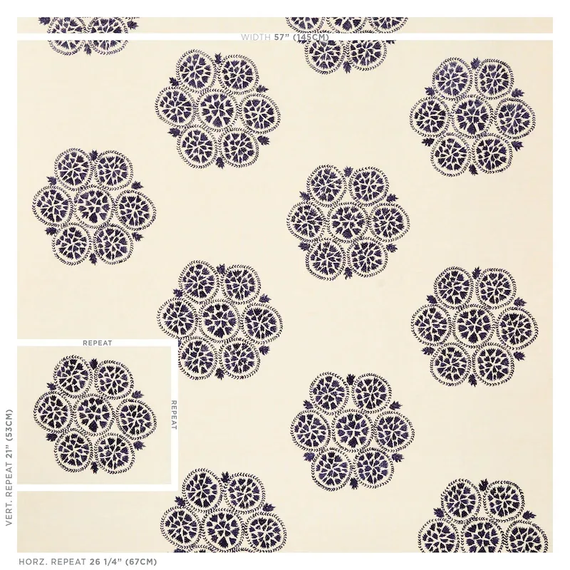 ISLA HAND EMBROIDERY Fabric – SLATE | Schumacher | Wallpaper ISLA HAND EMBROIDERY fabric SLATE color by Schumacher