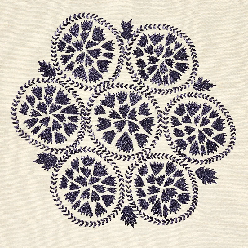 ISLA HAND EMBROIDERY Fabric – SLATE | Schumacher | Wallpaper ISLA HAND EMBROIDERY fabric SLATE color by Schumacher