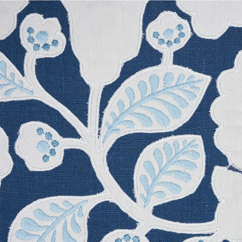 JACKIE APPLIQUÉ EMBROIDERY Fabric – BLUE | Schumacher | Wall JACKIE APPLIQUÉ EMBROIDERY fabric BLUE color by Schumacher