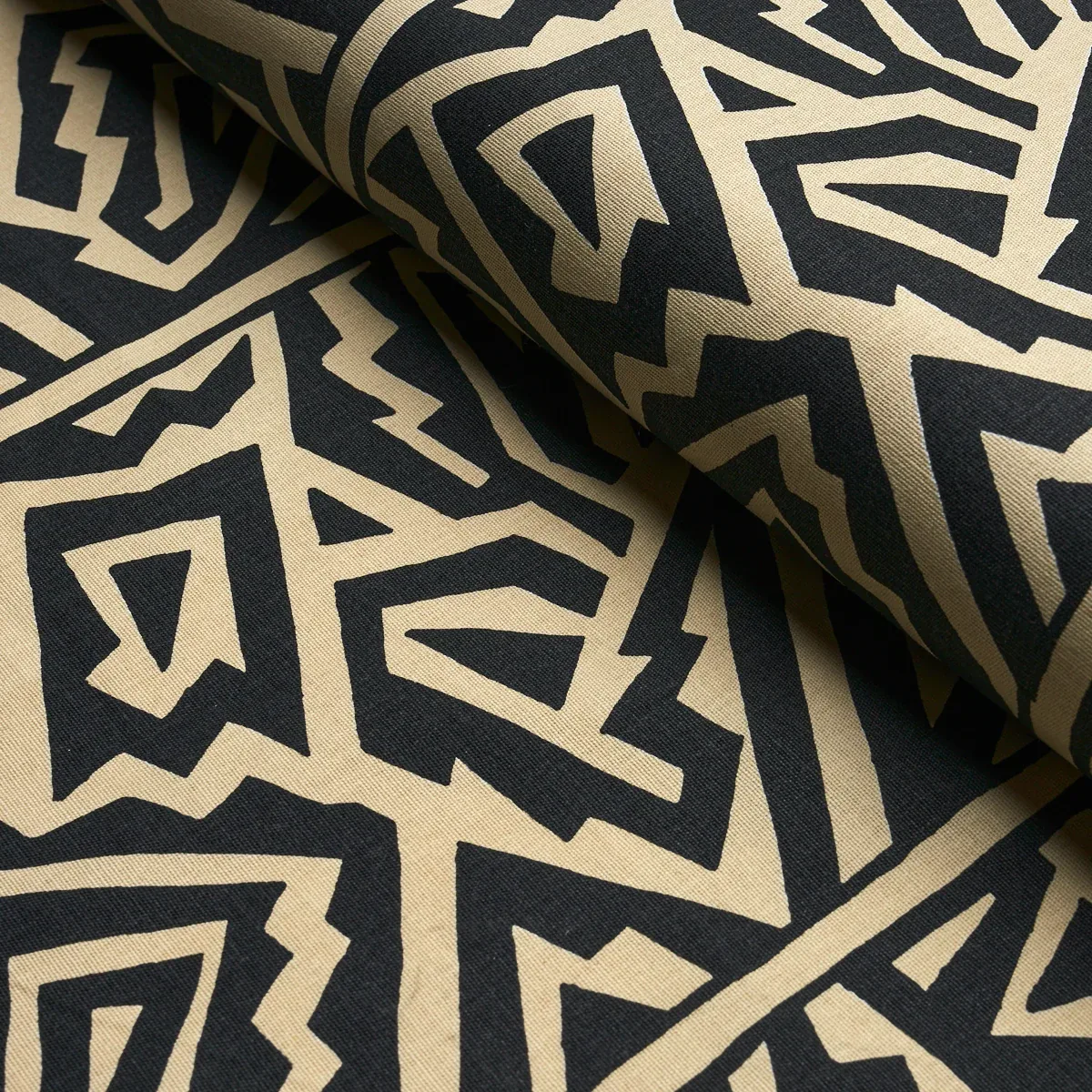 JAGGED MAZE fabric BLACK color by Schumacher