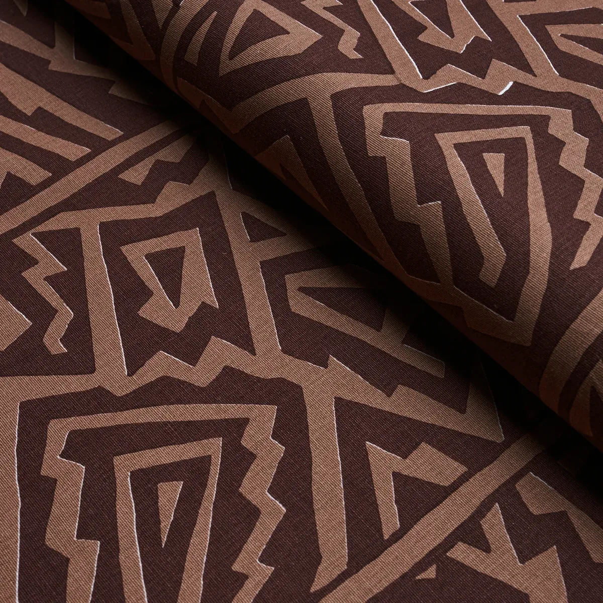 JAGGED MAZE Fabric – BROWN | Schumacher | Wallpaper Twins JAGGED MAZE fabric BROWN color by Schumacher