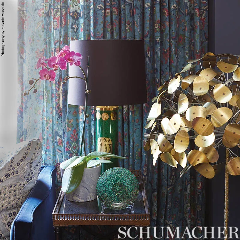 JAHANARA CARPET Fabric – PEACOCK | Schumacher | Wallpaper Tw JAHANARA CARPET fabric PEACOCK color by Schumacher