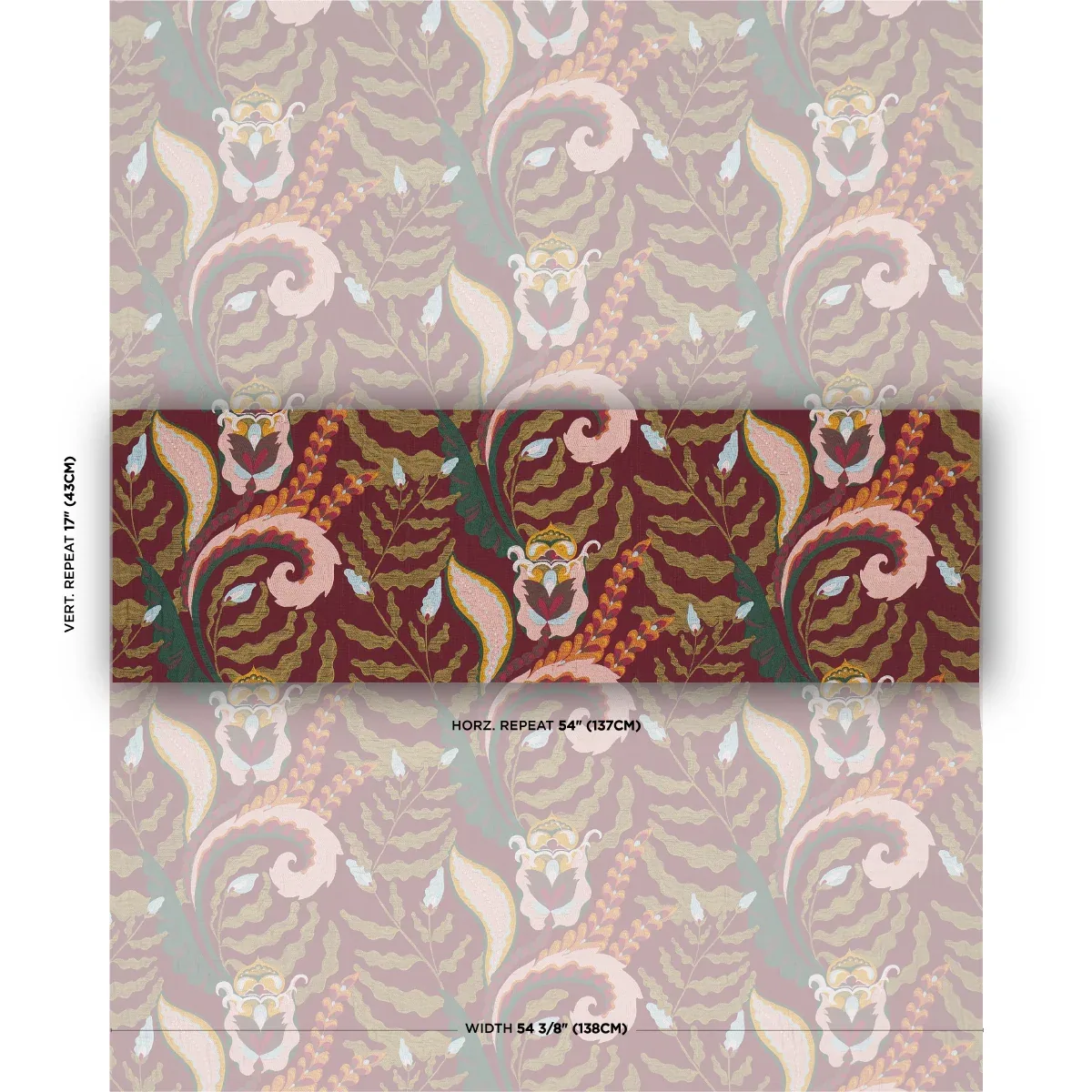 JAIPUR FANTAISIE fabric AUBERGINE color by Schumacher