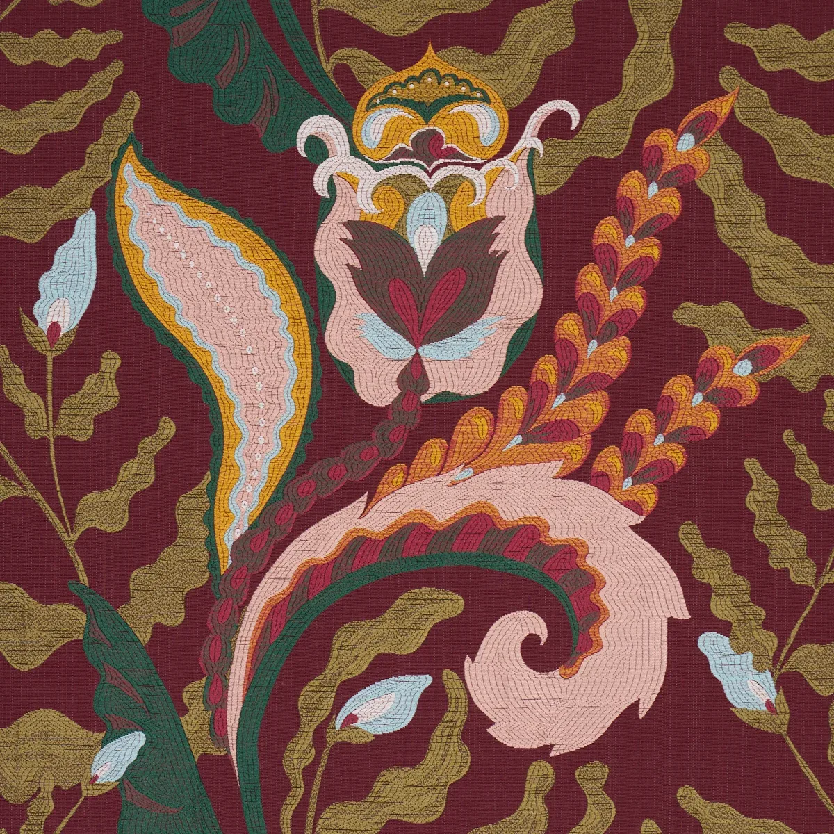 JAIPUR FANTAISIE Fabric – AUBERGINE | Schumacher | Wallpaper JAIPUR FANTAISIE fabric AUBERGINE color by Schumacher