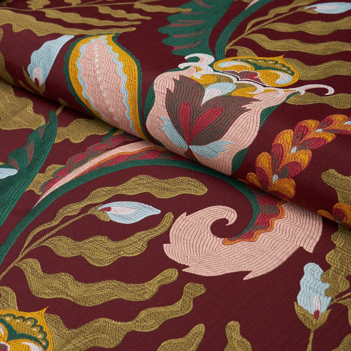 JAIPUR FANTAISIE Fabric – AUBERGINE | Schumacher | Wallpaper JAIPUR FANTAISIE fabric AUBERGINE color by Schumacher