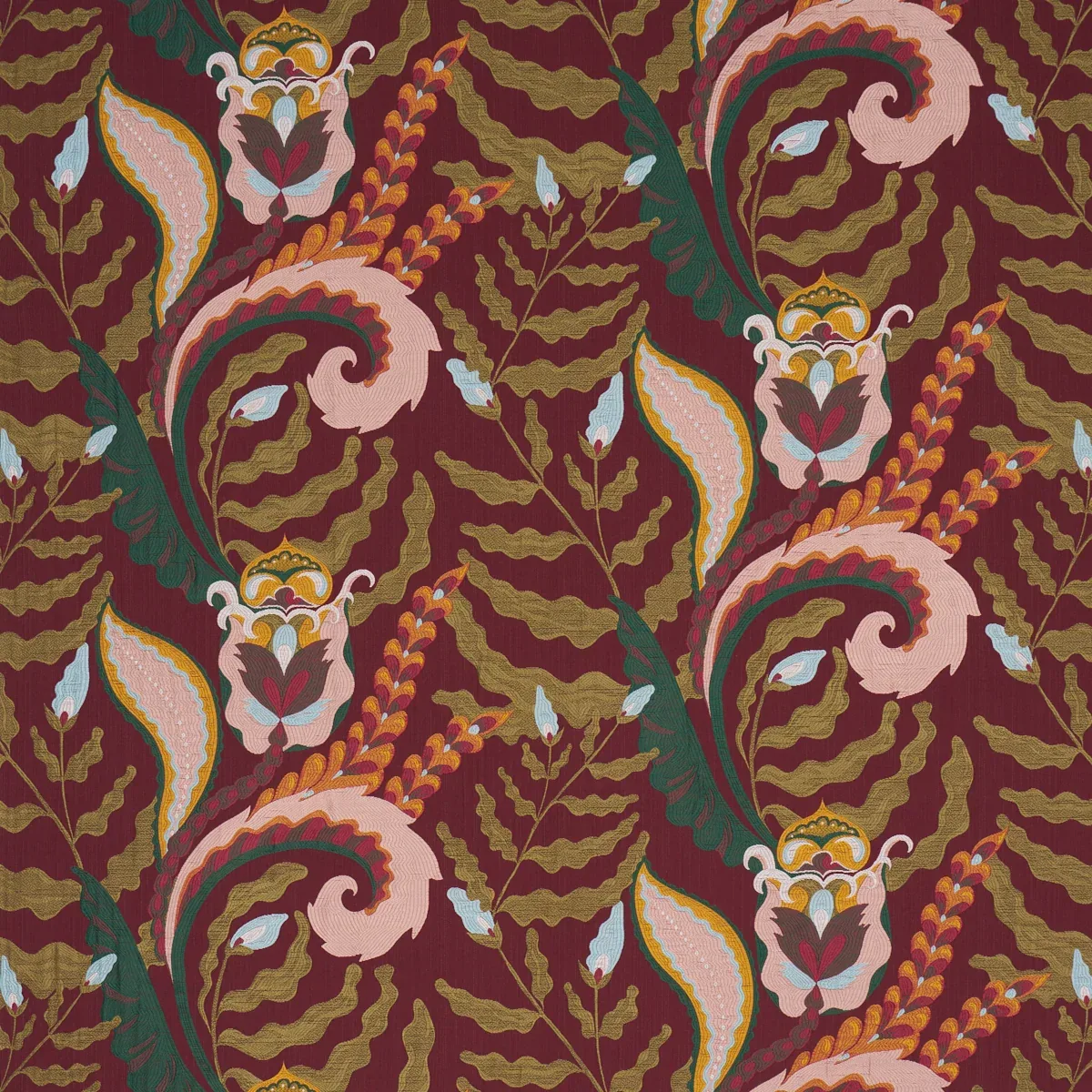 JAIPUR FANTAISIE fabric AUBERGINE color by Schumacher