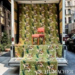 JAIPUR FANTAISIE Fabric – MOSS | Schumacher | Wallpaper Twin JAIPUR FANTAISIE fabric MOSS color by Schumacher