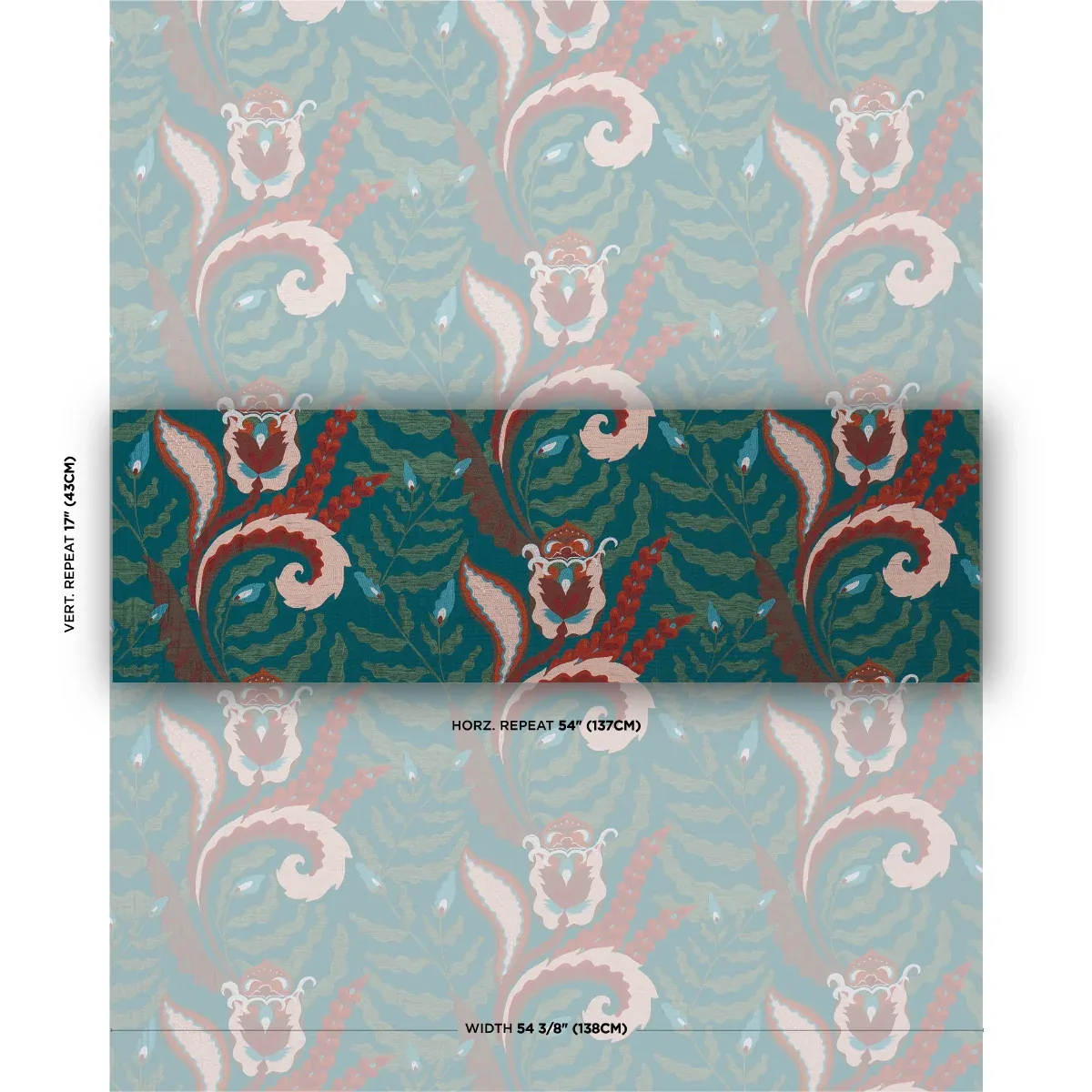 JAIPUR FANTAISIE Fabric – TURQUOISE | Schumacher | Wallpaper JAIPUR FANTAISIE fabric TURQUOISE color by Schumacher