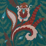 JAIPUR FANTAISIE Fabric – TURQUOISE | Schumacher | Wallpaper JAIPUR FANTAISIE fabric TURQUOISE color by Schumacher