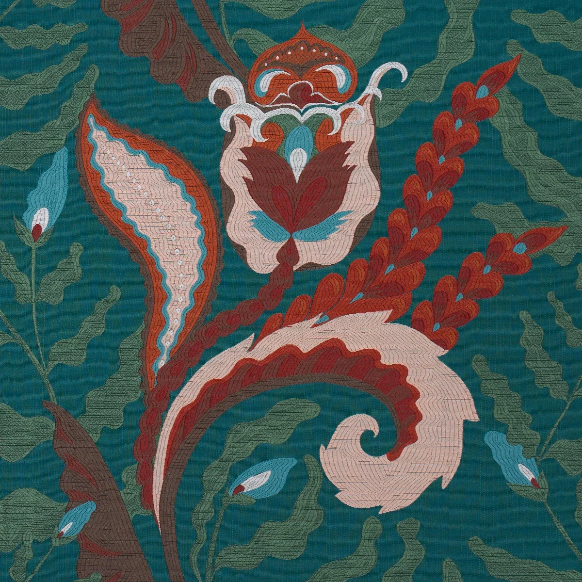 JAIPUR FANTAISIE Fabric – TURQUOISE | Schumacher | Wallpaper JAIPUR FANTAISIE fabric TURQUOISE color by Schumacher