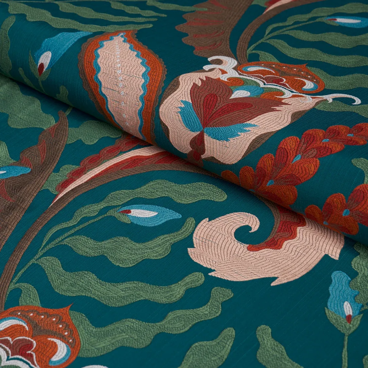JAIPUR FANTAISIE Fabric – TURQUOISE | Schumacher | Wallpaper JAIPUR FANTAISIE fabric TURQUOISE color by Schumacher