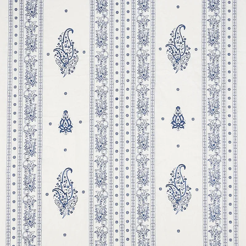 JAIPUR LINEN EMBROIDERY fabric BLUE color by Schumacher