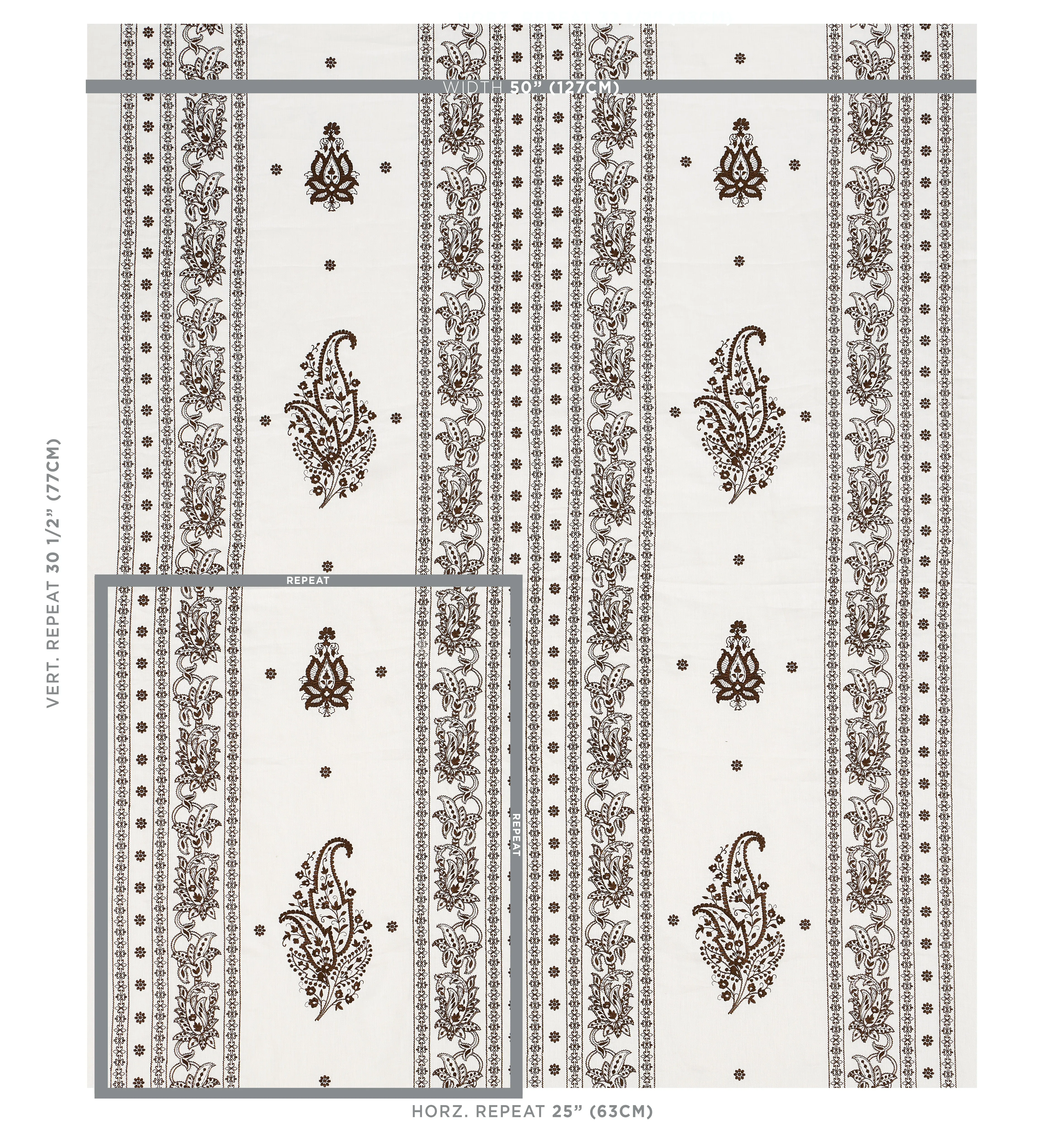 JAIPUR LINEN EMBROIDERY fabric BROWN color by Schumacher