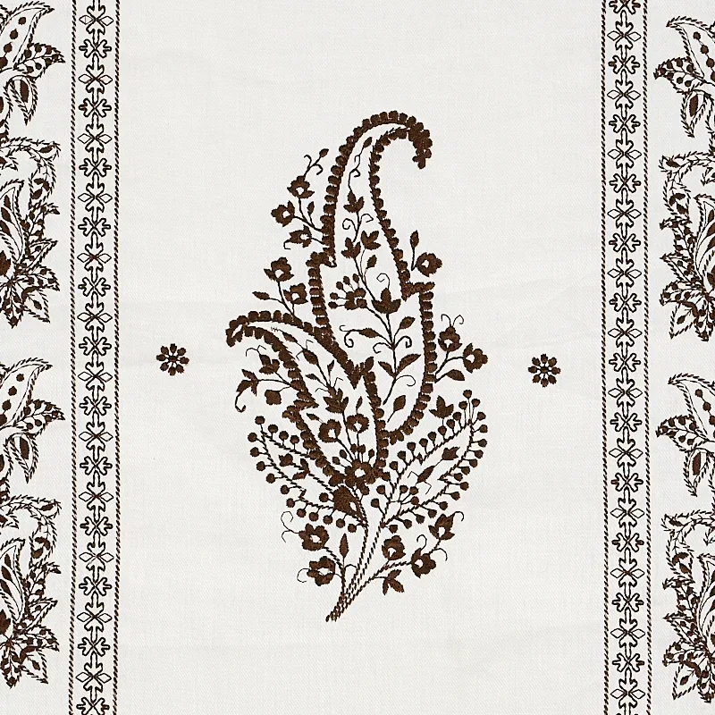 JAIPUR LINEN EMBROIDERY fabric BROWN color by Schumacher
