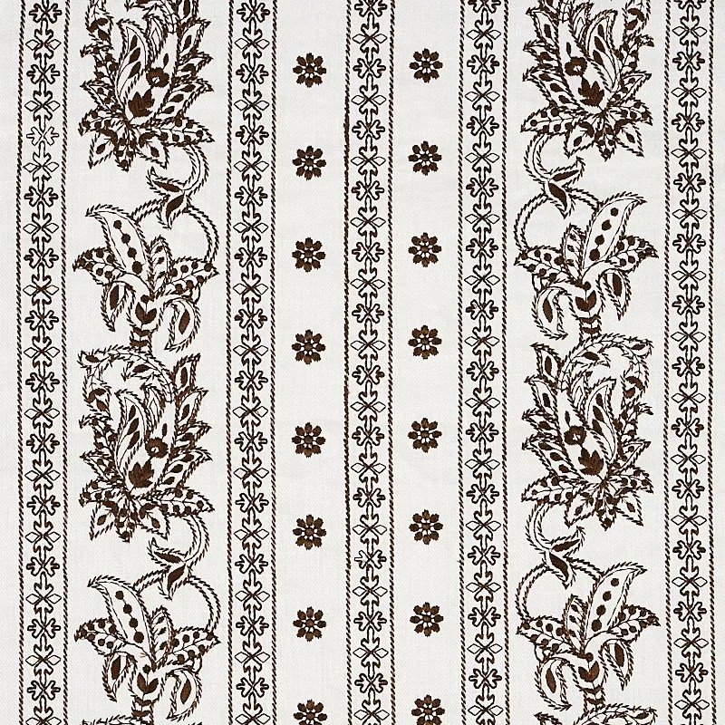JAIPUR LINEN EMBROIDERY fabric BROWN color by Schumacher