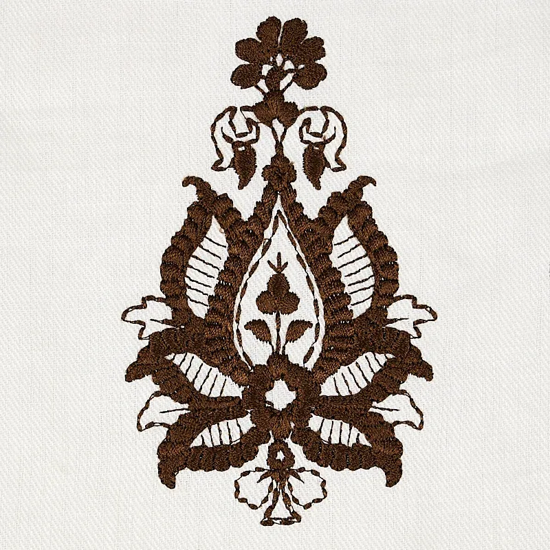 JAIPUR LINEN EMBROIDERY fabric BROWN color by Schumacher