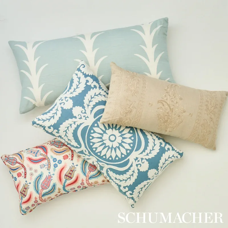 JAIPUR LINEN EMBROIDERY fabric FLAX color by Schumacher