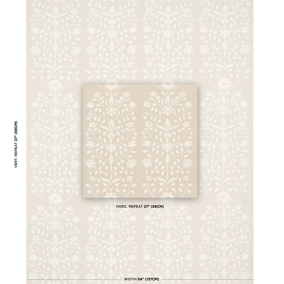 JAIPUR MUGHAL FLOWER Fabric – IVORY ON NATURAL | Schumacher JAIPUR MUGHAL FLOWER fabric IVORY ON NATURAL color by Schumacher