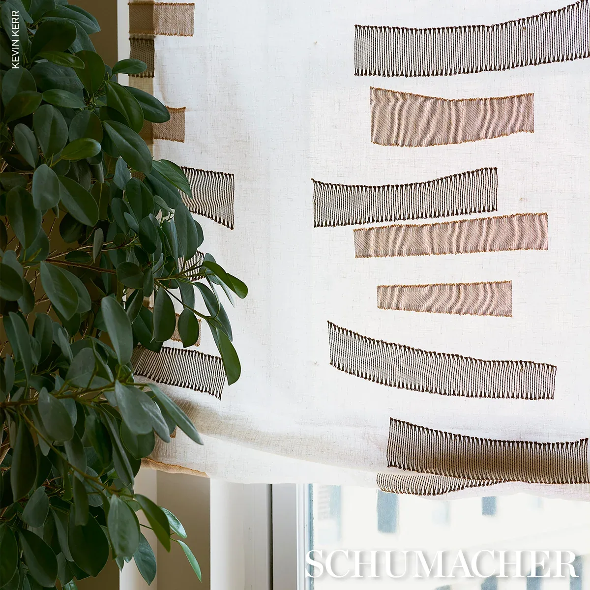 JENSEN SHEER Fabric – BROWN | Schumacher | Wallpaper Twins JENSEN SHEER fabric BROWN color by Schumacher