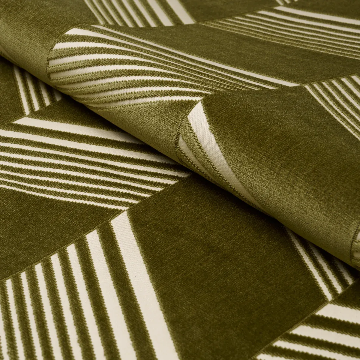 JESSIE CUT VELVET fabric OLIVE color by Schumacher