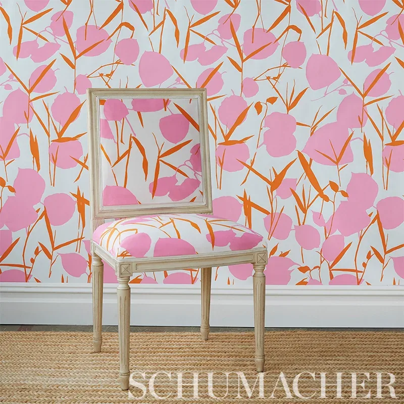 JOAN Fabric – PINK | Schumacher | Wallpaper Twins JOAN fabric PINK color by Schumacher