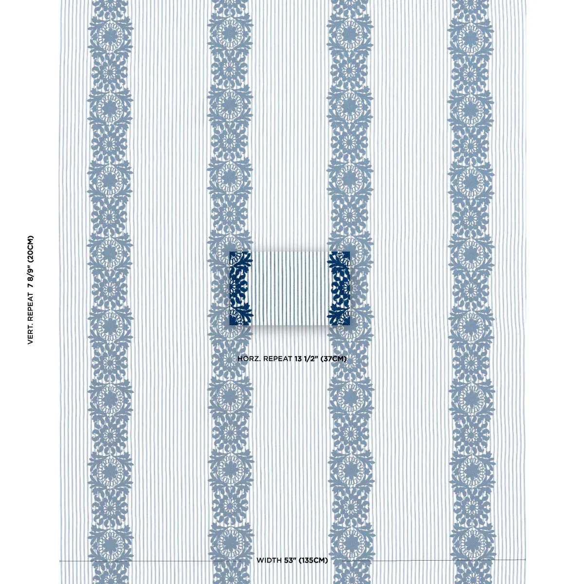Joelle Stripe Fabric – BLUE | Schumacher | Wallpaper Twins Joelle Stripe fabric BLUE color by Schumacher