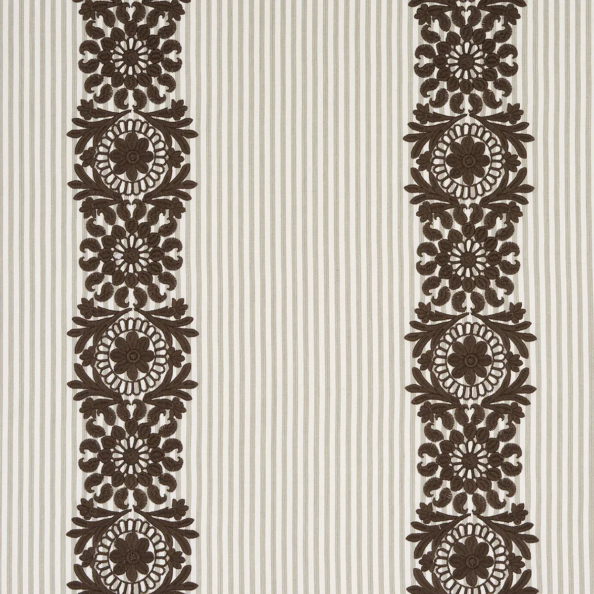 Joelle Stripe fabric CHOCOLATE color by Schumacher