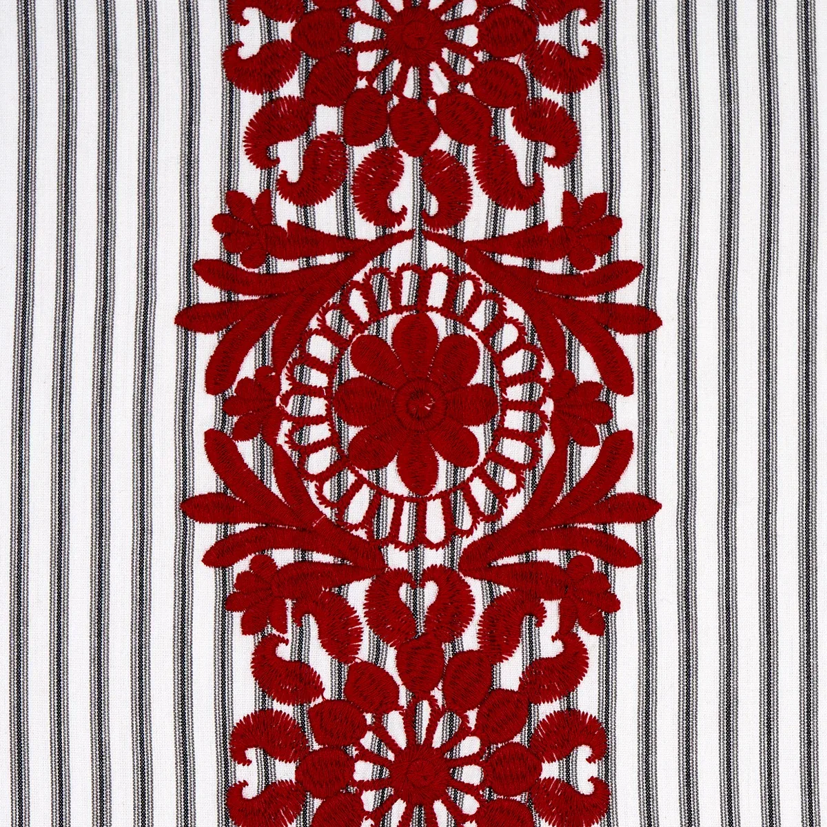 Joelle Stripe Fabric – RED ON BLACK | Schumacher | Wallpaper Joelle Stripe fabric RED ON BLACK color by Schumacher